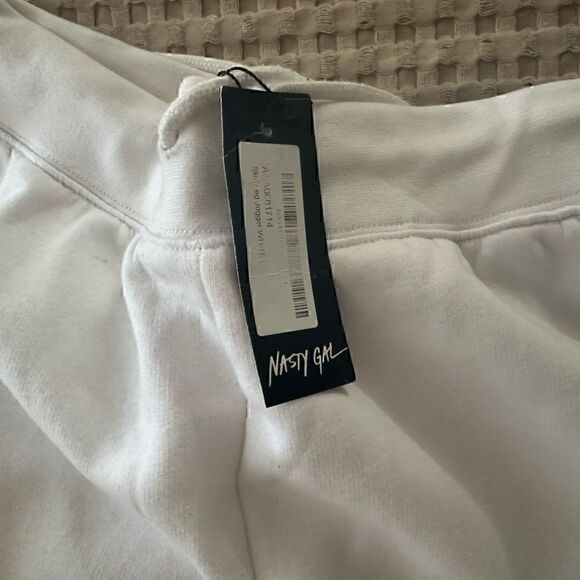 NWT Nasty Gal White Logo Sweats Joggers - L - Picture 6 of 10